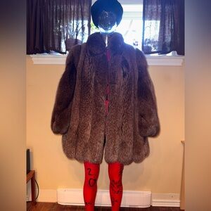 Luxurious Brown Real Fur Coat - Plush Mid Length Jacket